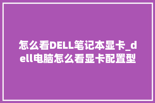 怎么看DELL笔记本显卡_dell电脑怎么看显卡配置型号