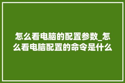 怎么看电脑的配置参数_怎么看电脑配置的命令是什么