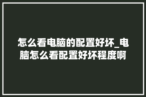 怎么看电脑的配置好坏_电脑怎么看配置好坏程度啊