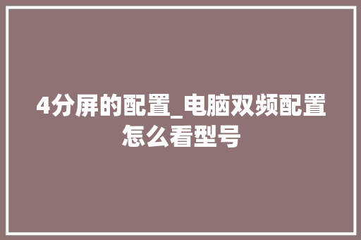 4分屏的配置_电脑双频配置怎么看型号