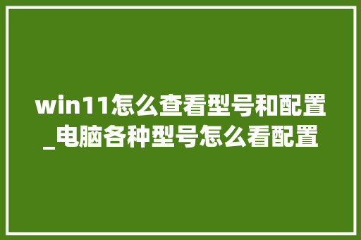 win11怎么查看型号和配置_电脑各种型号怎么看配置参数 编程语言 win11怎么查看型号和配置_电脑各种型号怎么看配置参数 编程语言
