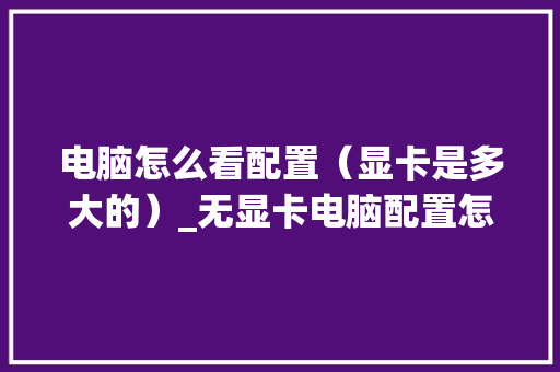 电脑怎么看配置（显卡是多大的）_无显卡电脑配置怎么看型号