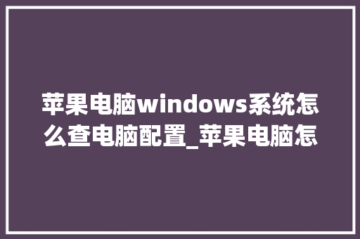 苹果电脑windows系统怎么查电脑配置_苹果电脑怎么看配置和型号