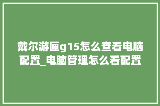 戴尔游匣g15怎么查看电脑配置_电脑管理怎么看配置信息