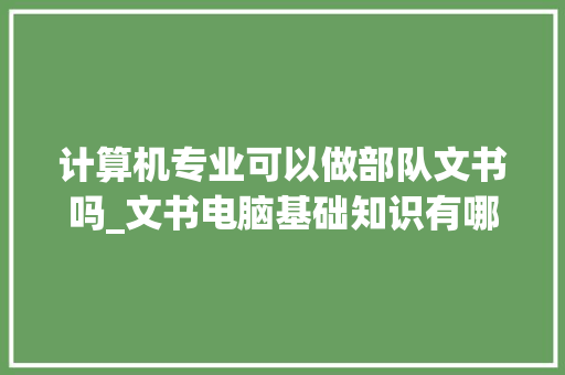 计算机专业可以做部队文书吗_文书电脑基础知识有哪些
