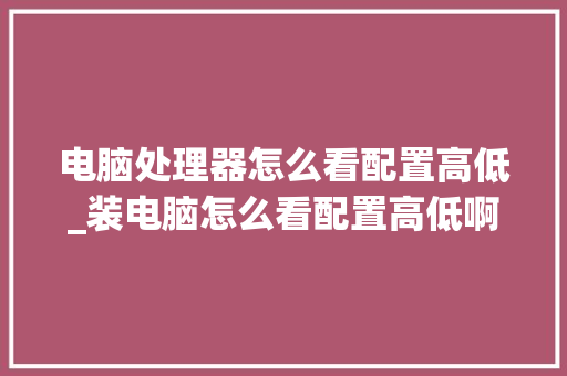 电脑处理器怎么看配置高低_装电脑怎么看配置高低啊