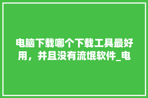 电脑下载哪个下载工具最好用，并且没有流氓软件_电脑下载基础知识软件