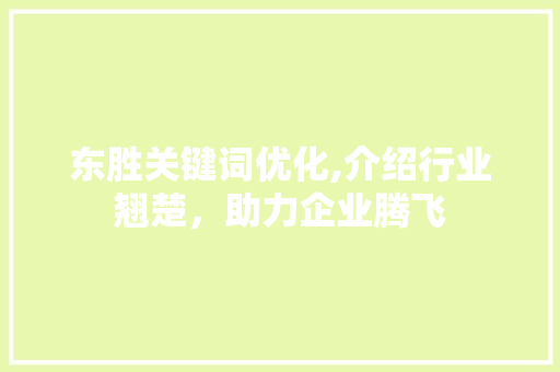 东胜关键词优化,介绍行业翘楚，助力企业腾飞