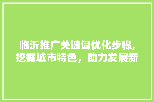 临沂推广关键词优化步骤,挖掘城市特色，助力发展新篇章