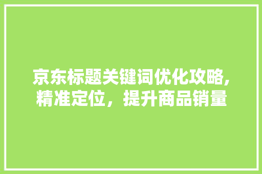 京东标题关键词优化攻略,精准定位，提升商品销量