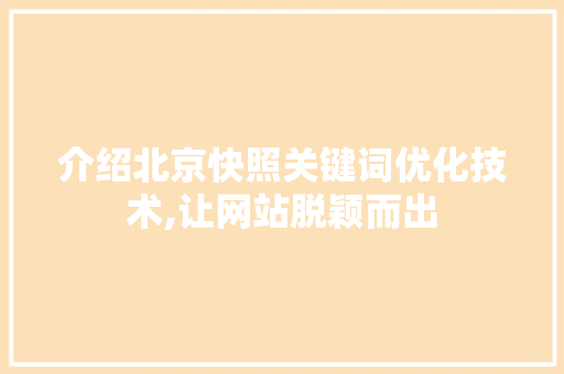 介绍北京快照关键词优化技术,让网站脱颖而出
