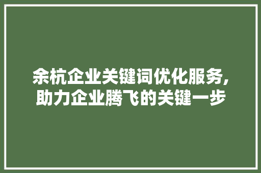 余杭企业关键词优化服务,助力企业腾飞的关键一步