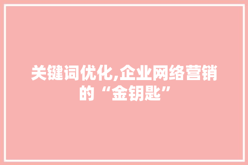 关键词优化,企业网络营销的“金钥匙”