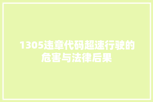 1305违章代码超速行驶的危害与法律后果