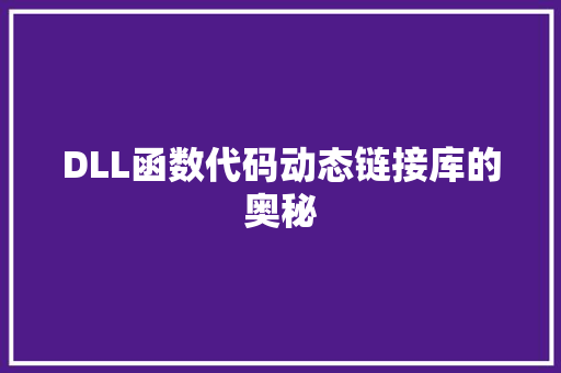 DLL函数代码动态链接库的奥秘 编程语言