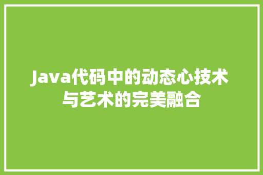 Java代码中的动态心技术与艺术的完美融合