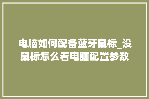 电脑如何配备蓝牙鼠标_没鼠标怎么看电脑配置参数