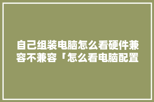 自己组装电脑怎么看硬件兼容不兼容「怎么看电脑配置是否兼容」