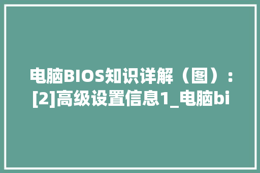 电脑BIOS知识详解（图）：[2]高级设置信息1_电脑bios知识详解