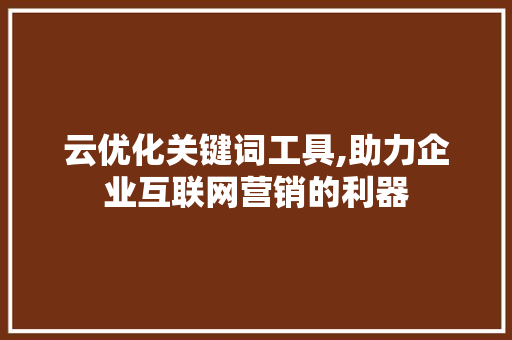 云优化关键词工具,助力企业互联网营销的利器