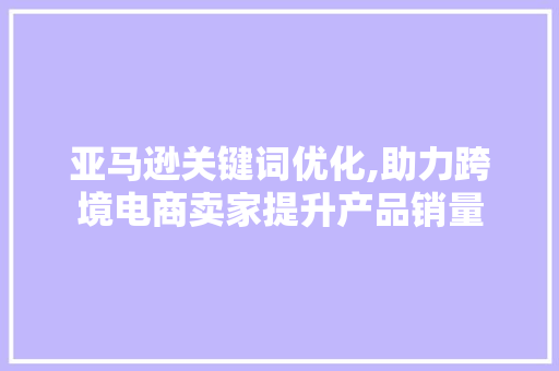 亚马逊关键词优化,助力跨境电商卖家提升产品销量