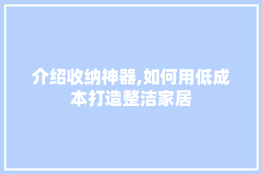 介绍收纳神器,如何用低成本打造整洁家居