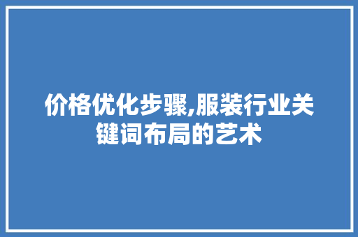 价格优化步骤,服装行业关键词布局的艺术