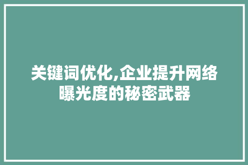 关键词优化,企业提升网络曝光度的秘密武器