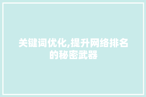 关键词优化,提升网络排名的秘密武器