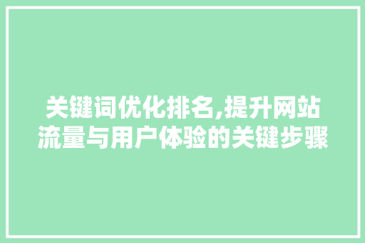 关键词优化排名,提升网站流量与用户体验的关键步骤