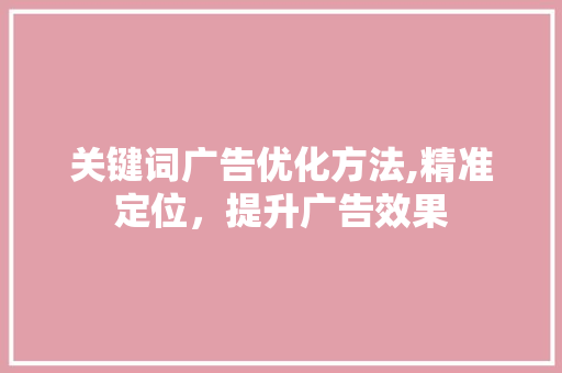 关键词广告优化方法,精准定位，提升广告效果