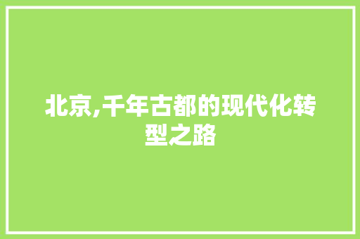 北京,千年古都的现代化转型之路