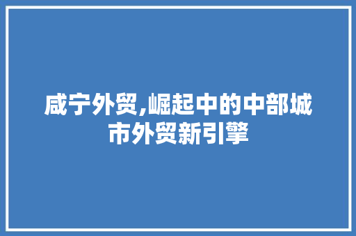 咸宁外贸,崛起中的中部城市外贸新引擎