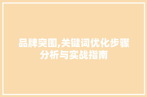 品牌突围,关键词优化步骤分析与实战指南