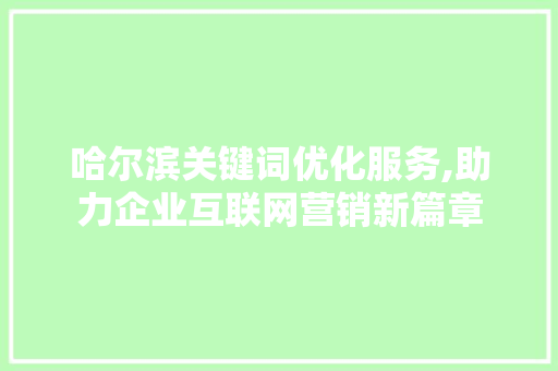 哈尔滨关键词优化服务,助力企业互联网营销新篇章