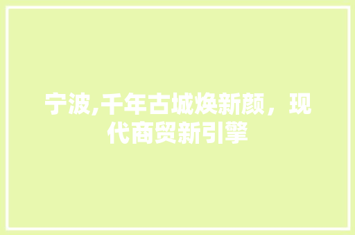 宁波,千年古城焕新颜，现代商贸新引擎