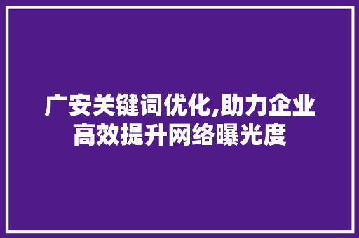 广安关键词优化,助力企业高效提升网络曝光度
