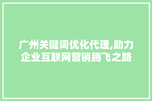 广州关键词优化代理,助力企业互联网营销腾飞之路