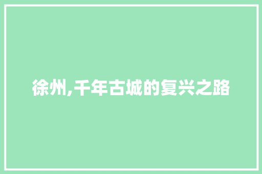 徐州,千年古城的复兴之路