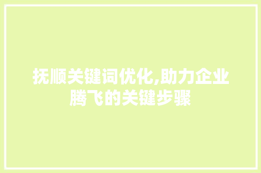 抚顺关键词优化,助力企业腾飞的关键步骤 抚顺关键词优化,助力企业腾飞的关键步骤