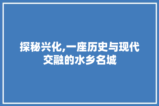 探秘兴化,一座历史与现代交融的水乡名城