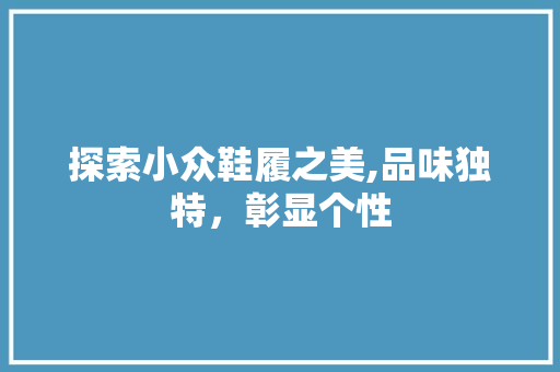 探索小众鞋履之美,品味独特，彰显个性