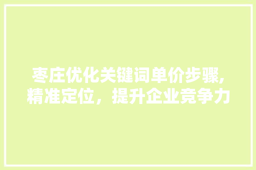 枣庄优化关键词单价步骤,精准定位，提升企业竞争力