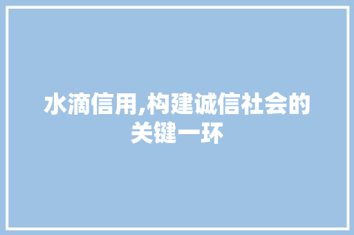 水滴信用,构建诚信社会的关键一环