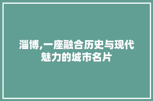 淄博,一座融合历史与现代魅力的城市名片
