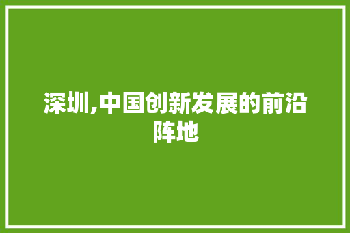 深圳,中国创新发展的前沿阵地