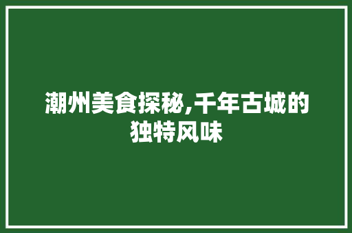 潮州美食探秘,千年古城的独特风味