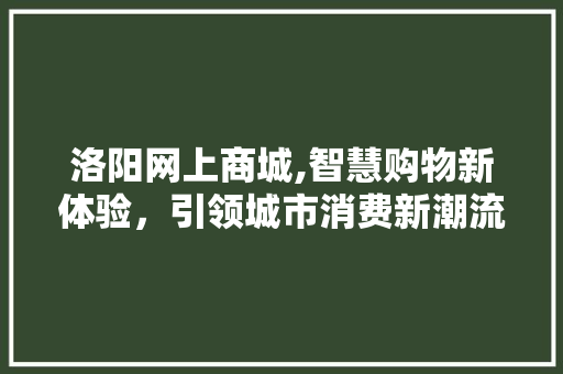 洛阳网上商城,智慧购物新体验，引领城市消费新潮流