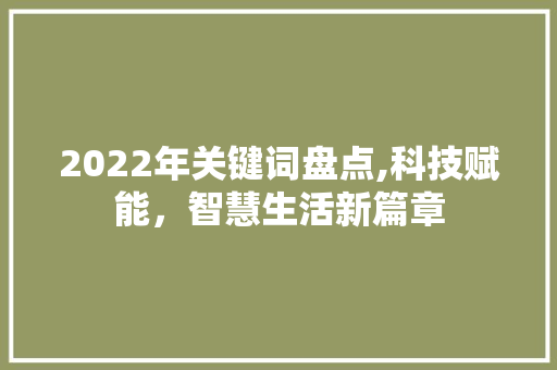 2022年关键词盘点,科技赋能，智慧生活新篇章
