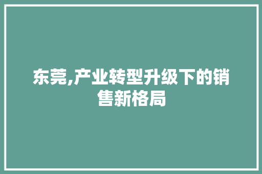 东莞,产业转型升级下的销售新格局